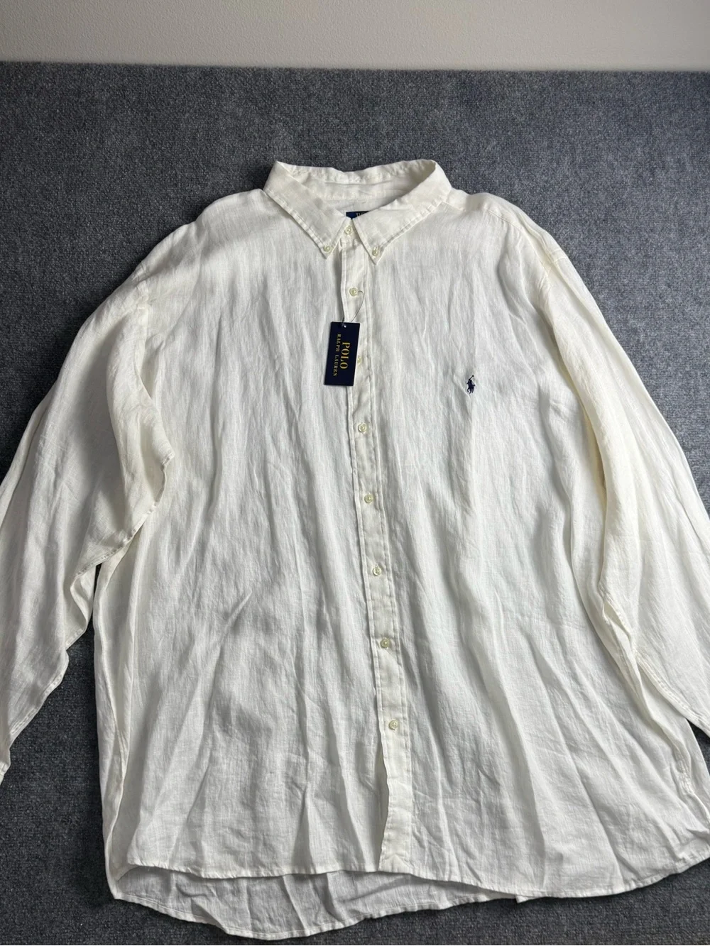 Polo by Ralph Lauren Men's 4XLT Off-White Long-Sleeve Button-Down Shirt Nwt